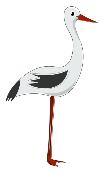 Painting of the stork bird isolated on white background viewed f — Stock Vector