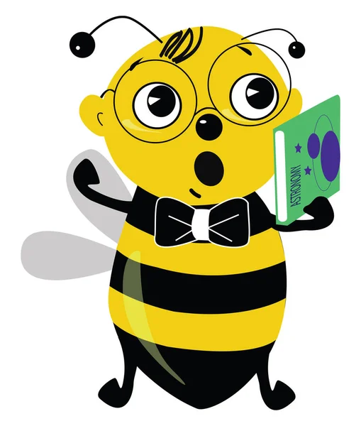 Clipart de la linda abeja estudiante mirando a alguien con el moho — Vector de stock