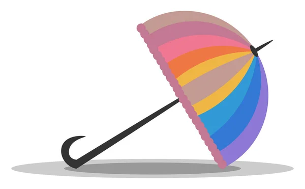 Clipart of an appealing folded colorful rainbow umbrella tilted — Stock Vector