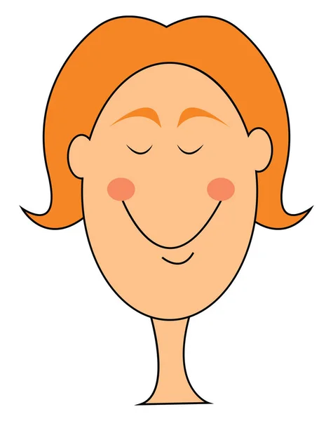 Imagen de dibujos animados de la cara de una mujer sonriente, vector o color — Vector de stock