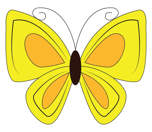 Clipart de una mariposa de color amarillo, vector o ilustración de color — Vector de stock