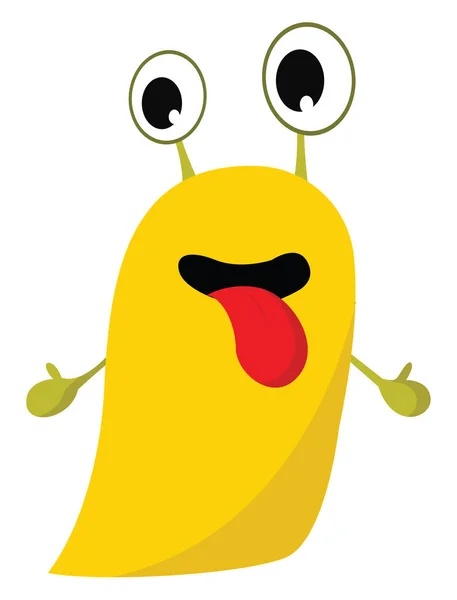 Clipart van een gelukkig geel monster met tong opknoping uit, vecto — Stockvector