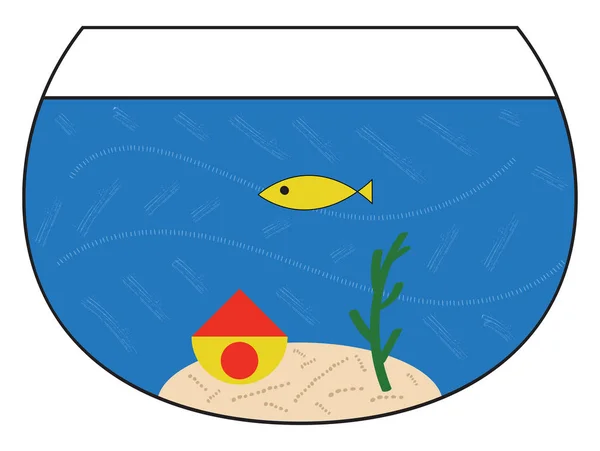 Bild des Aquariums mit kleinen Fischen, Vektor- oder Farbabbildung — Stockvektor