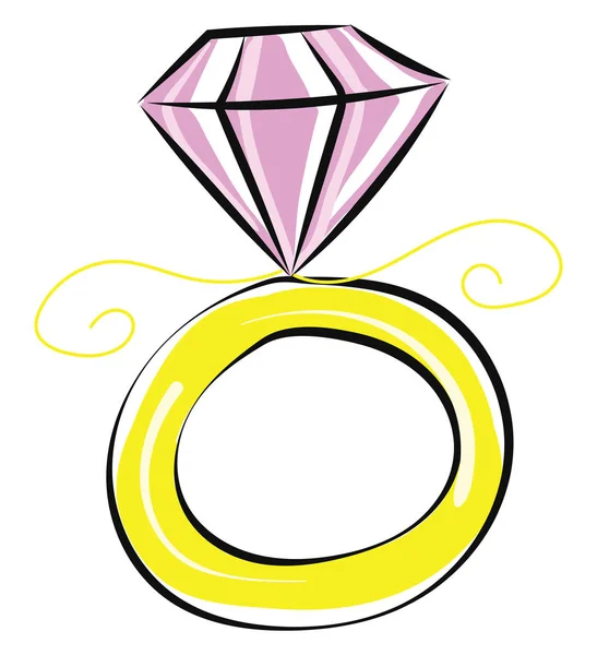 Imagen de un anillo de diamantes, vector o ilustración en color . — Vector de stock