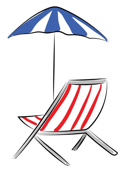 Image of beach-chair, vector or color illustration. — Stock Vector