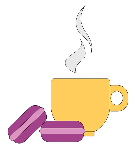 Image of biscuit and cup of hot drink, vector or color illustrat — Stock Vector