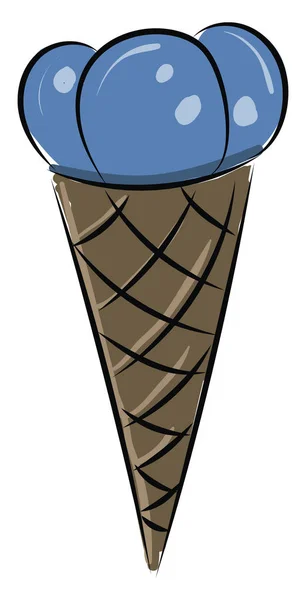 Image of blue ice cream - cone ice cream, vector or color illust — Stock Vector