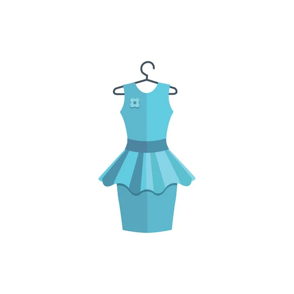 Sleeveless Ladies Blue Dress Hanger Vector Color Drawing Illustration — Stock Vector