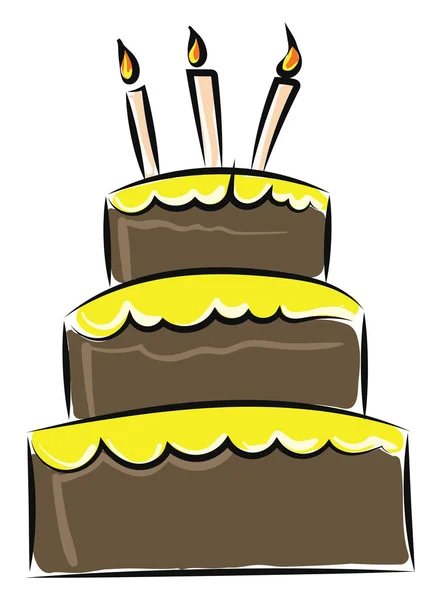 Bild des Kuchens - Geburtstagstorte oder Geburtstagstorte, Vektor oder Farbe il — Stockvektor