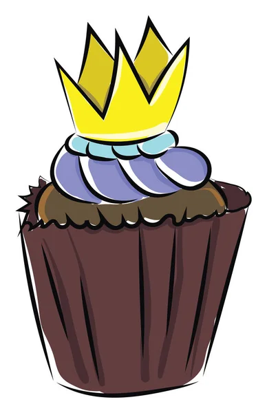 Imagem de cupcake com uma coroa - cupcake com corvo como toping, v — Vetor de Stock