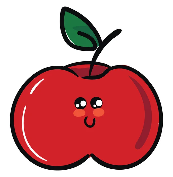 Image de pomme mignonne, vecteur ou illustration couleur . — Image vectorielle