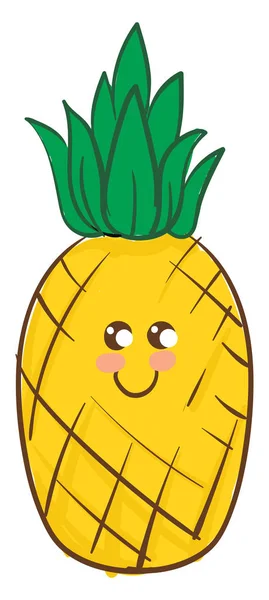 Image of cute pineapple, vector or color illustration. — Stock Vector
