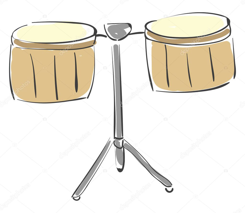 Painting of the percussion brown timbale drum set/Pailas, vector