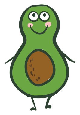 Mutlu avokado, vektör veya renk illüstrasyon.