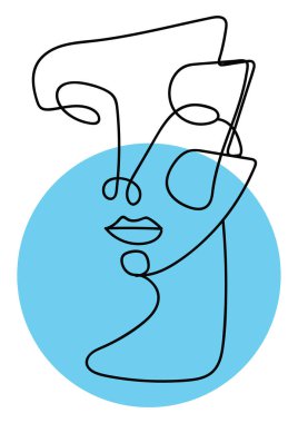 Çizgi Portresi, vektör veya renk çizimi.