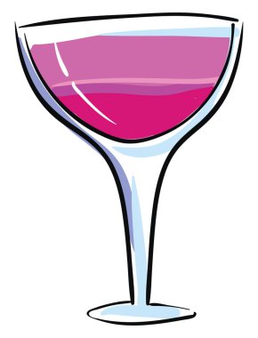 Pembe kokteyl, vektör veya renk illüstrasyon.