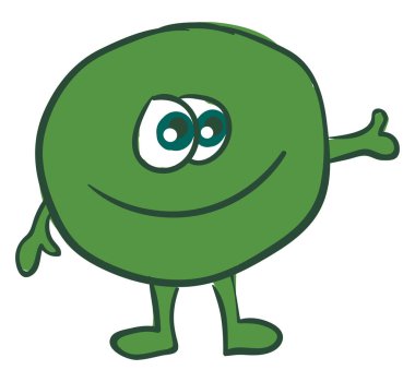 Yuvarlak yeşil bezelye, vektör veya renk illüstrasyon.