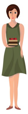 Pasta, vektör veya renk illus ile bir kadının bir renk illüstrasyon