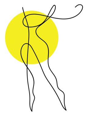  Dans eden bir kadının çizimi, vektör veya renk illüstrasyonu.