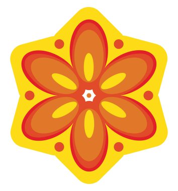 Sarı renk çiçek ve turuncu taç yaprağı, vektör veya renk illustra