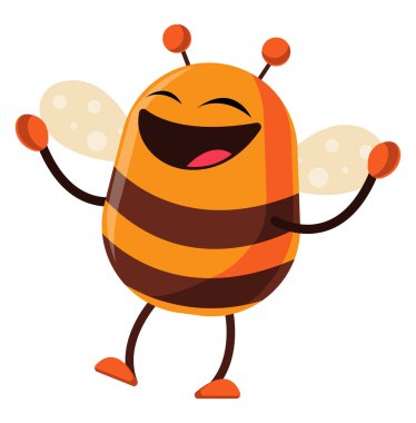 Arı neşeli, illüstrasyon, beyaz arka plan üzerinde vektör.