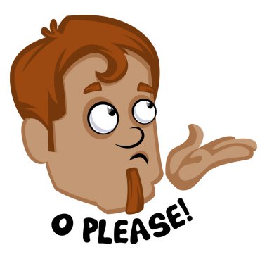 O ile insan emoji o lütfen ifade, illüstrasyon, vektör wh