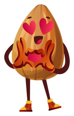 Küçük badem çok aşık, illüstrasyon, vektör beyaz backg üzerinde