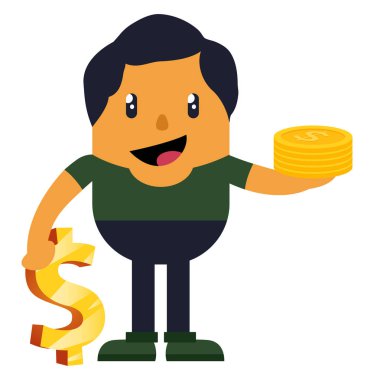 Sikke, illüstrasyon, beyaz arka plan üzerinde vektör ile Adam.