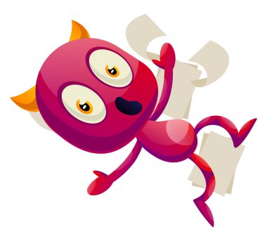 Boynuzları düşen Devil, illüstrasyon, beyaz backgrou vektör