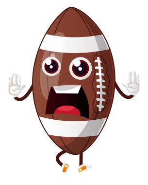 Rugby topu korkuyor ve bağırmak, illüstrasyon, beyaz bac vektör