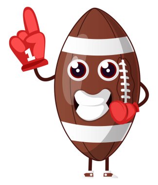 Eldivenli rugby topu cherrs, illüstrasyon, beyaz sırt vektör