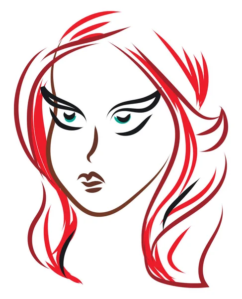 Mädchen rote Haare Skizze, Vektor oder Farbabbildung. — Stockvektor