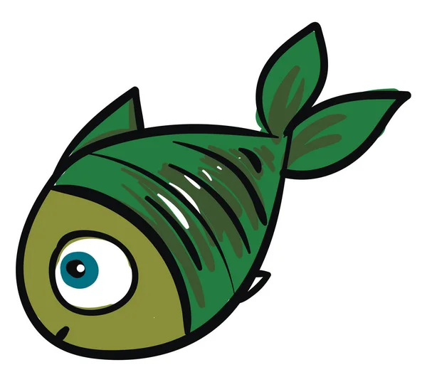 Grön fisk, vektor eller färg illustration. — Stock vektor