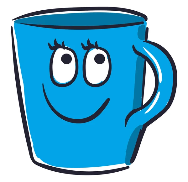 Щаслива блакитна чашка, векторна або кольорова ілюстрація . — стоковий вектор