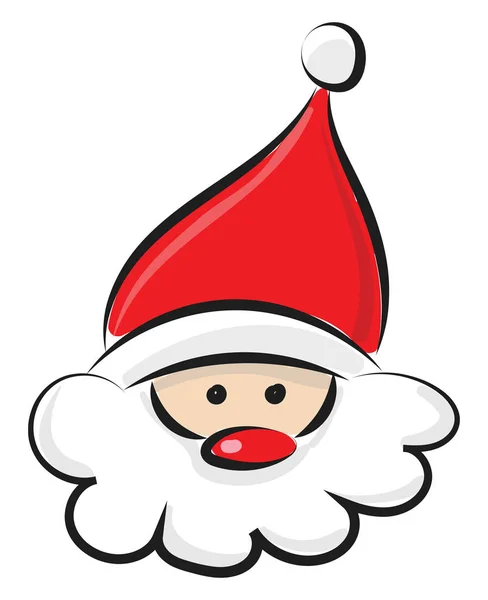 Hoofd van de Kerstman, vector of kleur illustratie. — Stockvector