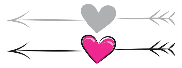 Corazón con flecha, vector o ilustración en color . — Vector de stock
