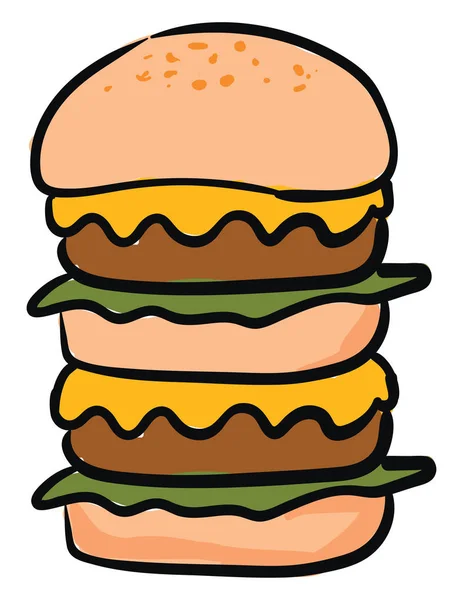 Una gran hamburguesa, vector o ilustración en color . — Archivo Imágenes Vectoriales