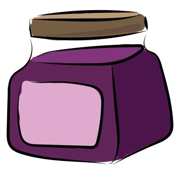 Eine violette Marmelade in einem Glas, einem Vektor oder einer farbigen Illustration. — Stockvektor