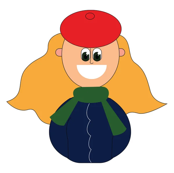 Lány Red Hat, vektor vagy színes illusztráció. — Stock Vector