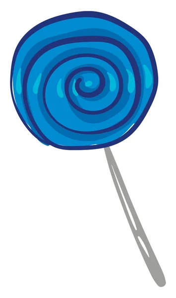 Ronde blauwe lolly met grijze stok, vector of kleur Illustratio — Stockvector