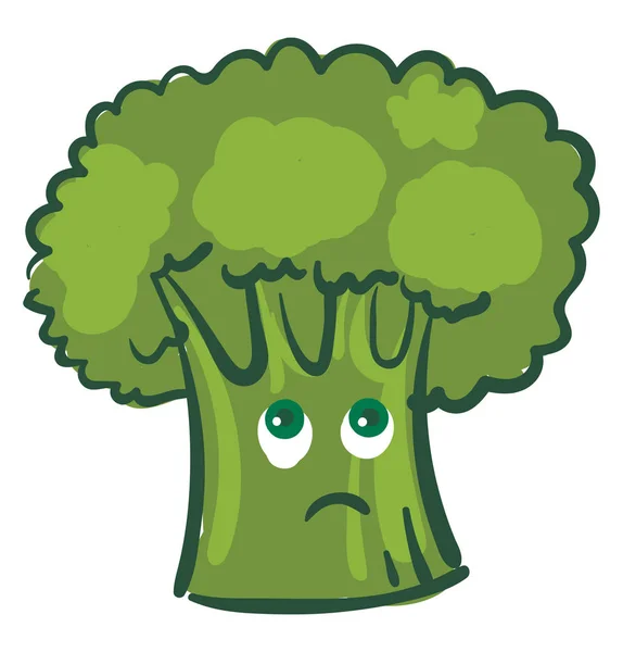 A melancholic broccoli, vector or color illustration. — Stock Vector