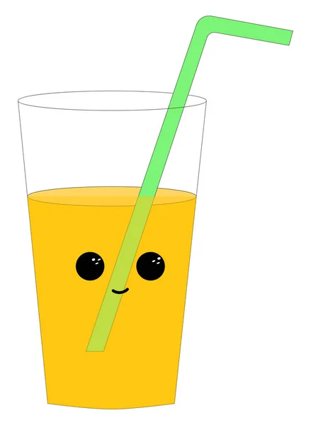 Zumo de naranja en vidrio transparente, vector o ilustración de color . — Vector de stock