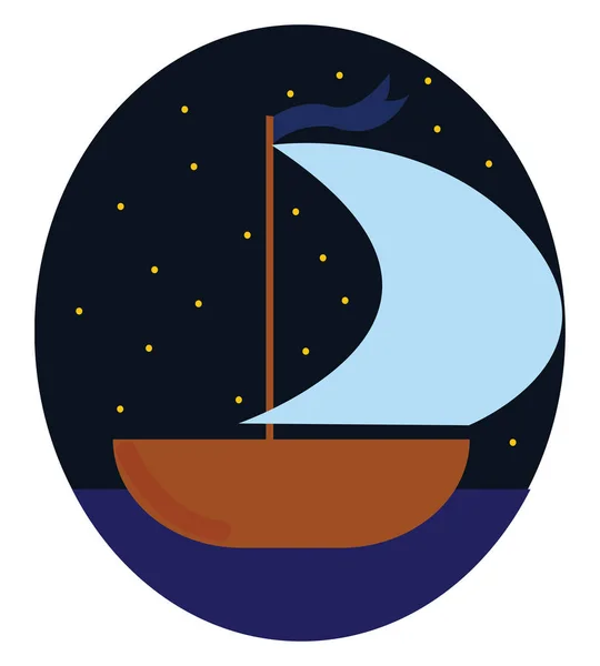 Notte barca, vettore o illustrazione a colori . — Vettoriale Stock