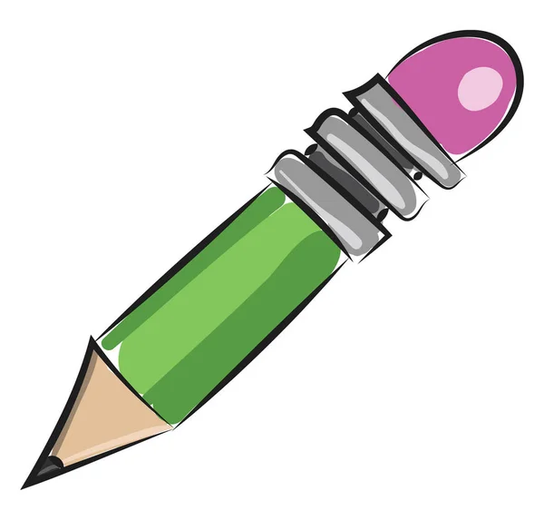 Kleiner grüner Bleistift, Vektor oder Farbabbildung. — Stockvektor
