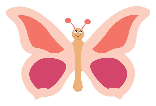 Hermosa mariposa rosa, vector o ilustración de color . — Vector de stock