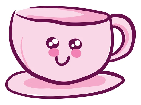 Pink cute cup, vector or color illustration. — Stock Vector