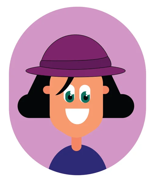 Fille avec chapeau rose, vecteur ou illustration couleur . — Image vectorielle