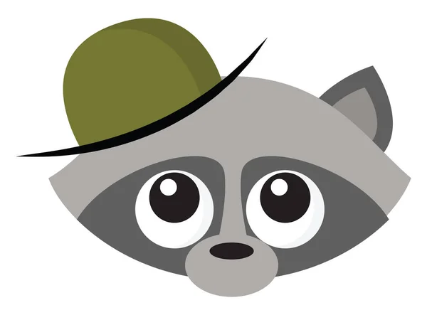 Raccoon bär hatt, vektor eller färg illustration. — Stock vektor