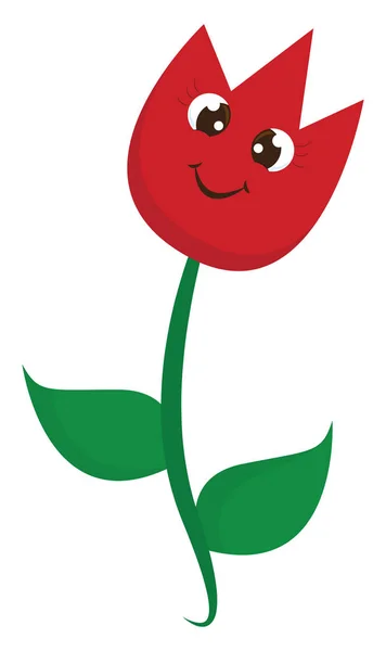 Schattig rode bloem, vector of kleur illustratie. — Stockvector