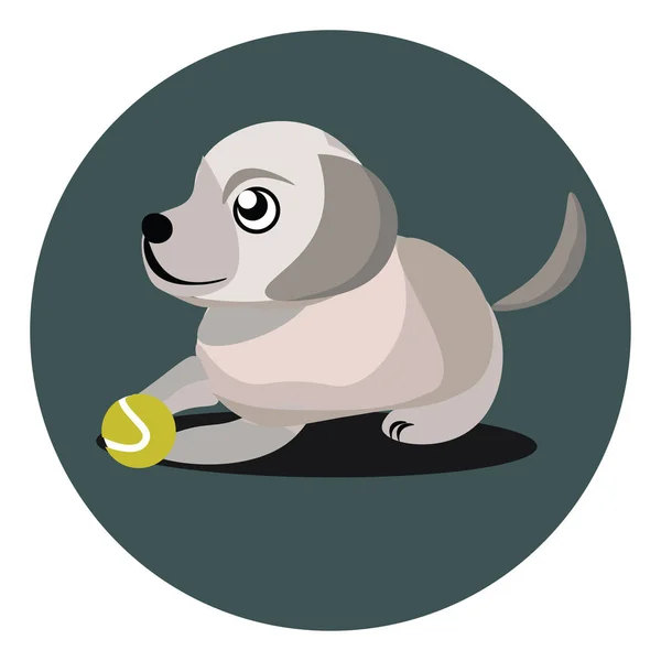 Chiot avec illustration boule, vectorielle ou couleur . — Image vectorielle